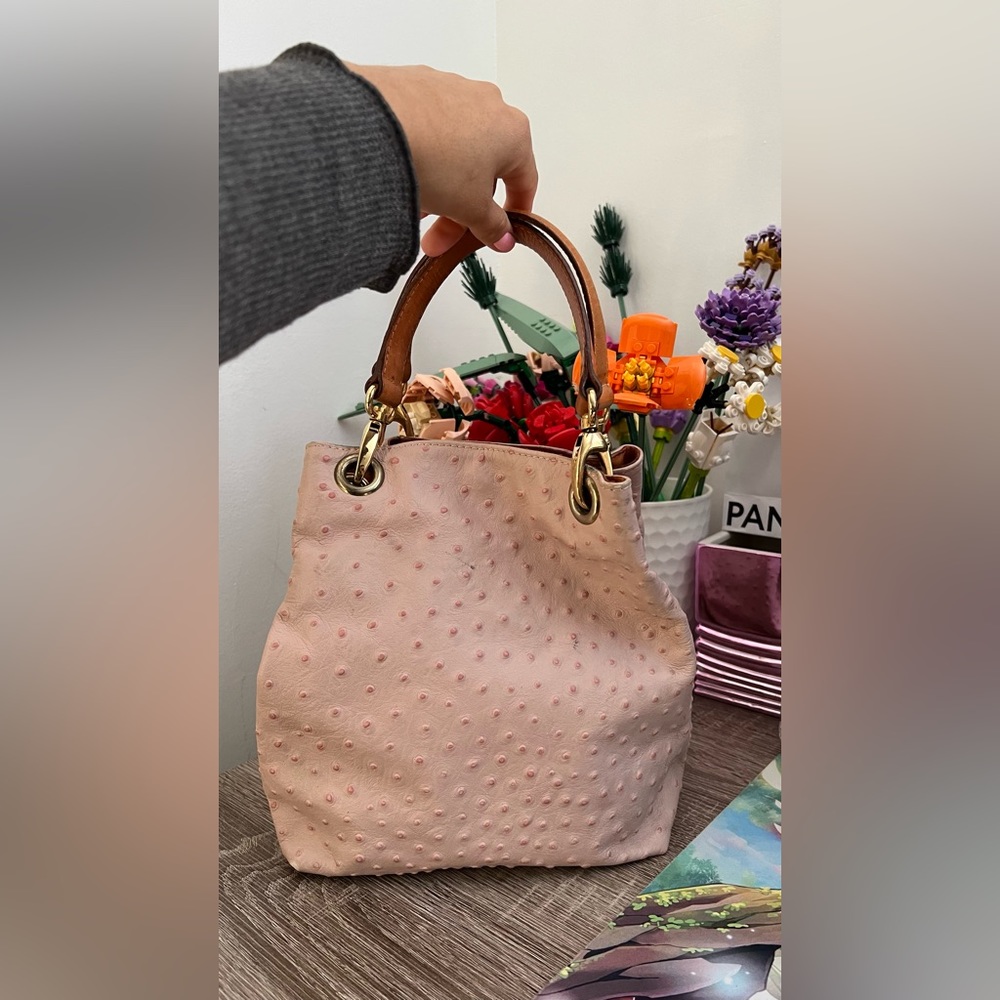 Maurizio Taiuti genuine ostrich leather handbag